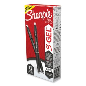 S-Gel High-Performance Gel Pen, Retractable, Extra-Fine 0.38 Mm, Black Ink, Black Barrel, Dozen