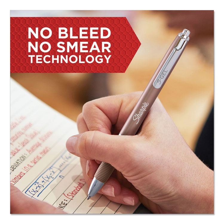 S-Gel Premium Metal Barrel Gel Pen, Retractable, Medium 0.7 Mm, Black Ink, Champagne Barrel, Dozen - Image 4