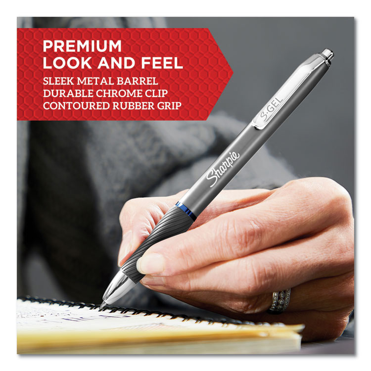 S-Gel Premium Metal Barrel Gel Pen, Retractable, Medium 0.7 Mm, Black Ink, Champagne Barrel, Dozen - Image 3