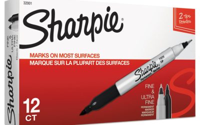 Twin-Tip Permanent Marker, Extra-Fine/fine Bullet Tips, Black, Dozen