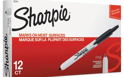 Retractable Permanent Marker, Fine Bullet Tip, Black