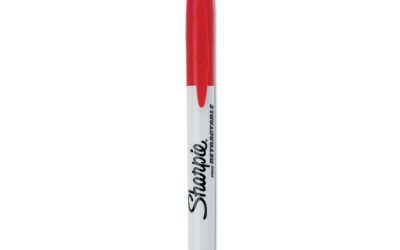Retractable Permanent Marker, Fine Bullet Tip, Red