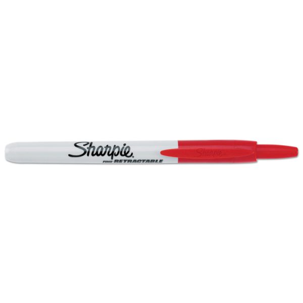 Retractable Permanent Marker, Fine Bullet Tip, Red - Image 3