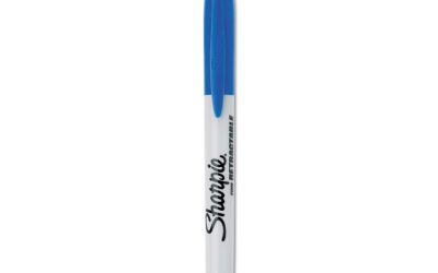 Retractable Permanent Marker, Fine Bullet Tip, Blue