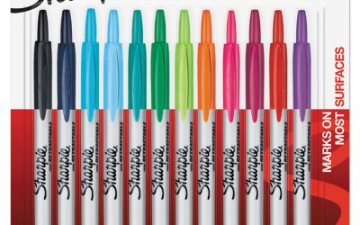 Retractable Permanent Marker, Fine Bullet Tip, Assorted Colors, 12/set