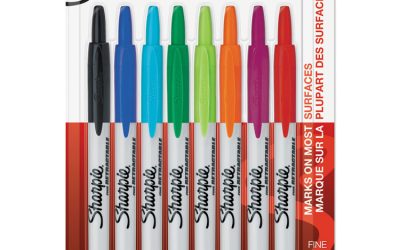 Retractable Permanent Marker, Fine Bullet Tip, Assorted Colors, 8/set