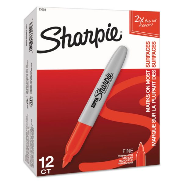 Super Permanent Marker, Fine Bullet Tip, Red, Dozen - Image 5