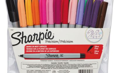 Ultra Fine Tip Permanent Marker, Ultra-Fine Needle Tip, Assorted Colors, 24/Set