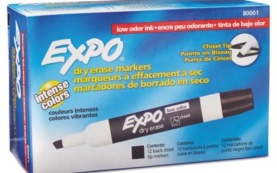 Low-Odor Dry-Erase Marker, Broad Chisel Tip, Black, Dozen