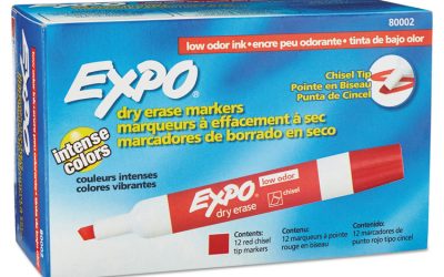 Low-Odor Dry-Erase Marker, Broad Chisel Tip, Red, Dozen