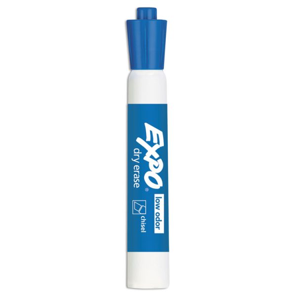 Low-Odor Dry-Erase Marker, Broad Chisel Tip, Blue, Dozen - Image 2