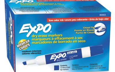Low-Odor Dry-Erase Marker, Broad Chisel Tip, Blue, Dozen