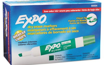Low-Odor Dry-Erase Marker, Broad Chisel Tip, Green, Dozen