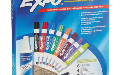 Low-Odor Dry Erase Marker, Eraser And Cleaner Kit, Medium Assorted Tips, Assorted Colors, 12/set