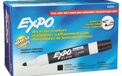 Low-Odor Dry-Erase Marker, Medium Bullet Tip, Black, Dozen