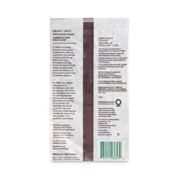 Coffee, Pike Place Decaf, 2 1/2 Oz Packet, 18/box - Image 3