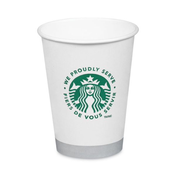 Hot Cups, 12 Oz, White With Green Starbucks Logo, 1,000/carton