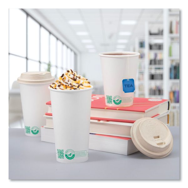 Compostable Paper Hot Cups, ProPlanet Seal, 16 oz, White/Green, 1,000/Carton - Image 7