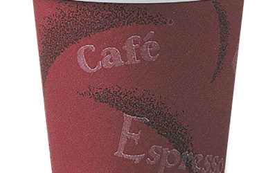 Single-Sided Poly Paper Hot Cups, 4 oz, Bistro Design, 50/Pack, 20 Pack/Carton