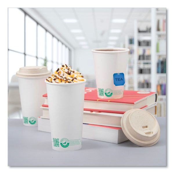 Compostable Paper Hot Cups, ProPlanet Seal, 12 oz, White/Green, 1,000/Carton - Image 4