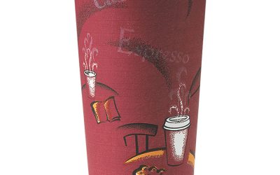 Single-Sided Poly Paper Hot Cups, 20 oz, Bistro Design, 600/Carton
