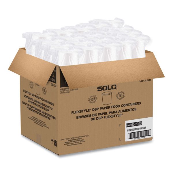 Flexstyle Double Poly Paper Containers, 16 oz, White, Paper, 25/Pack, 20 Packs/Carton - Image 7