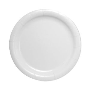 Bare Eco-Forward Clay-Coated Paper Dinnerware, ProPlanet Seal, Plate, 9" dia, White, 500/Carton