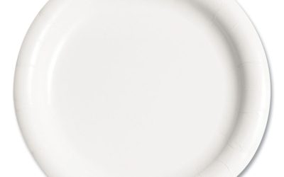 Bare Eco-Forward Clay-Coated Mediumweight Paper Plate, ProPlanet Seal, 9″ dia, White, 125/Pack, 4 Packs/Carton