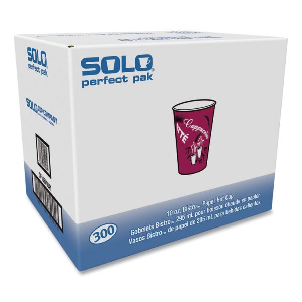 Paper Hot Drink Cups in Bistro Design, 10 oz, Maroon, 300/Carton - Image 3