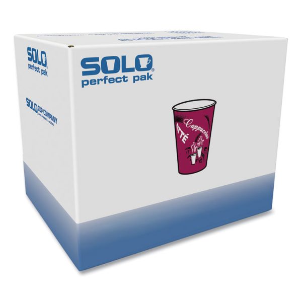 Paper Hot Drink Cups in Bistro Design, 8 oz, Maroon, 500/Carton - Image 4