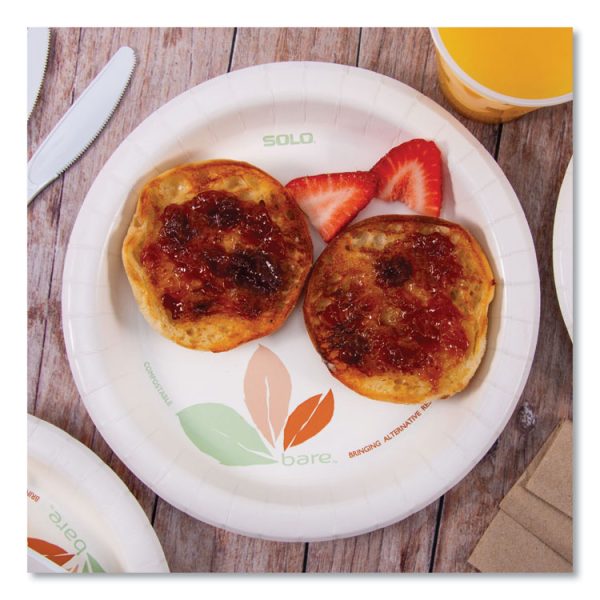 Bare Eco-Forward Paper Dinnerware Perfect Pak, ProPlanet Seal, Plate, 8.5" dia, Green/Tan, 125/Pack, 2 Packs/Carton - Image 3