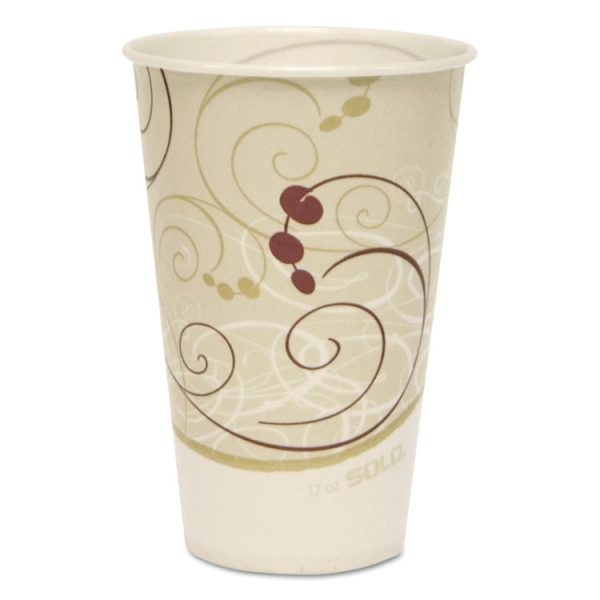 Symphony Treated-Paper Cold Cups, ProPlanet Seal, 12 oz, White/Beige/Red, 100/Bag, 20 Bags/Carton