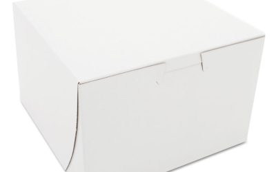White One-Piece Non-Window Bakery Boxes, 6 x 6 x 4, White, Paper, 250/Bundle