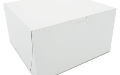 White One-Piece Non-Window Bakery Boxes, 9 x 9 x 5, White, Paper, 100/Carton