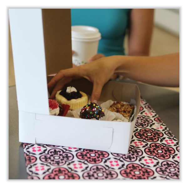 White One-Piece Non-Window Bakery Boxes, Standard, 8 x 2.5 x 8, White, Paper, 250/Bundle - Image 2