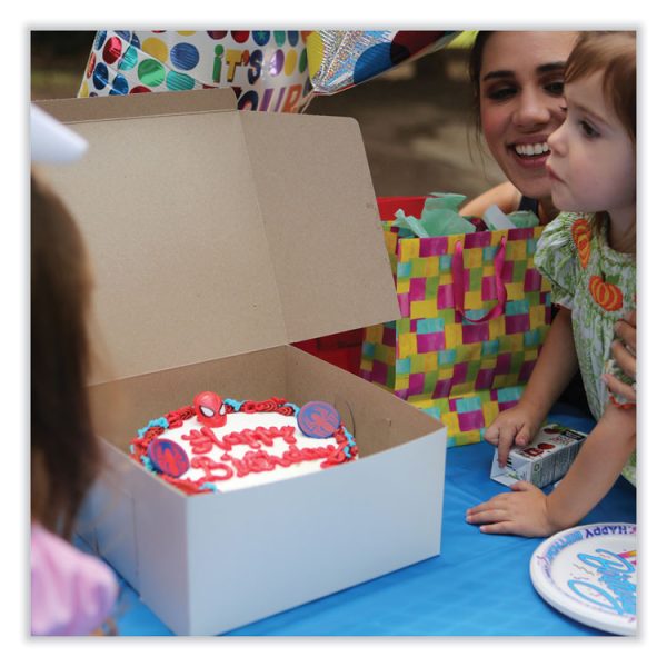 White One-Piece Non-Window Bakery Boxes, Standard, 8 x 8 x 4, White, Paper, 250/Bundle - Image 3