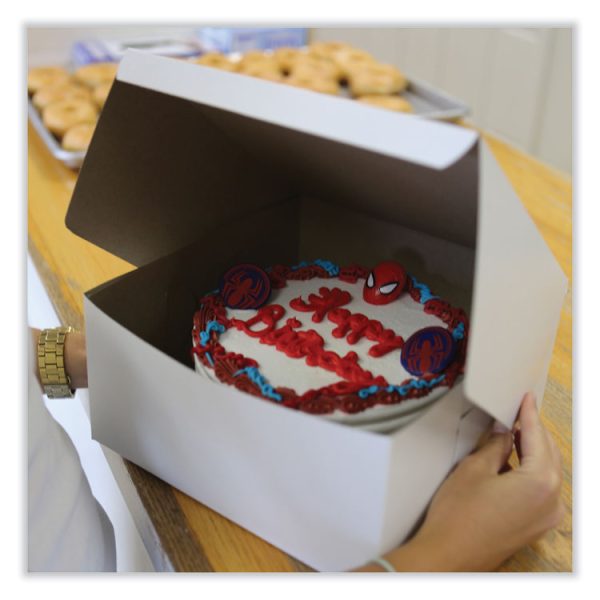 White One-Piece Non-Window Bakery Boxes, Standard, 8 x 8 x 4, White, Paper, 250/Bundle - Image 4