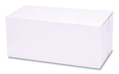 White One-Piece Non-Window Bakery Boxes, Standard, 9 x 5 x 4, White, Paper, 250/Bundle