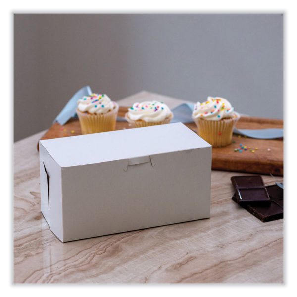 White One-Piece Non-Window Bakery Boxes, Standard, 9 x 5 x 4, White, Paper, 250/Bundle - Image 3