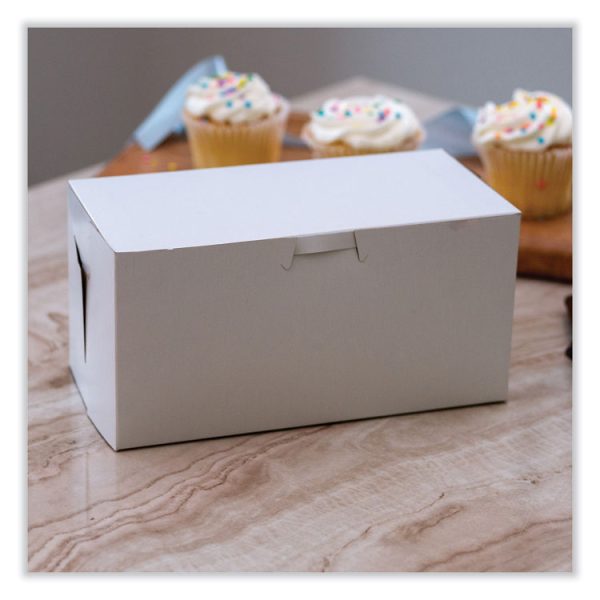 White One-Piece Non-Window Bakery Boxes, Standard, 9 x 5 x 4, White, Paper, 250/Bundle - Image 4