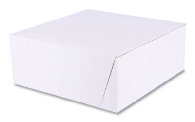 White One-Piece Non-Window Bakery Boxes, Standard, 10 x 10 x 4, White, Paper, 100/Bundle