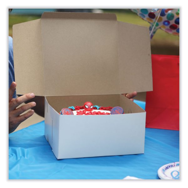 White One-Piece Non-Window Bakery Boxes, Standard, 10 x 10 x 4, White, Paper, 100/Bundle - Image 2