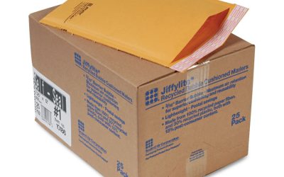 Jiffylite Self-Seal Bubble Mailer, #1, Barrier Bubble Air Cell Cushion, Self-Adhesive Closure, 7.25 x 12, Brown Kraft, 25/CT