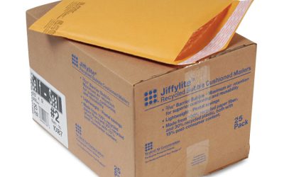 Jiffylite Self-Seal Bubble Mailer, #2, Barrier Bubble Air Cell Cushion, Self-Adhesive Closure, 8.5 x 12, Brown Kraft, 25/CT