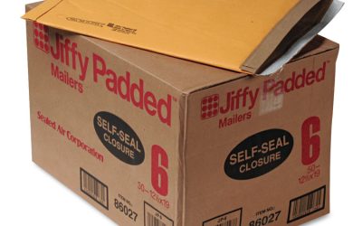 Jiffy Padded Mailer, #6, Paper Padding, Self-Adhesive Closure, 12.5 x 19, Natural Kraft, 50/Carton