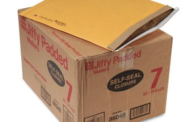 Jiffy Padded Mailer, #7, Paper Padding, Self-Adhesive Closure, 14.25 x 20, Natural Kraft, 50/Carton