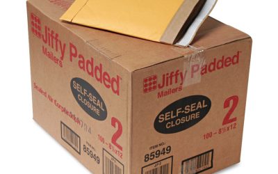 Jiffy Padded Mailer, #2, Paper Padding, Self-Adhesive Closure, 8.5 x 12, Natural Kraft, 100/Carton