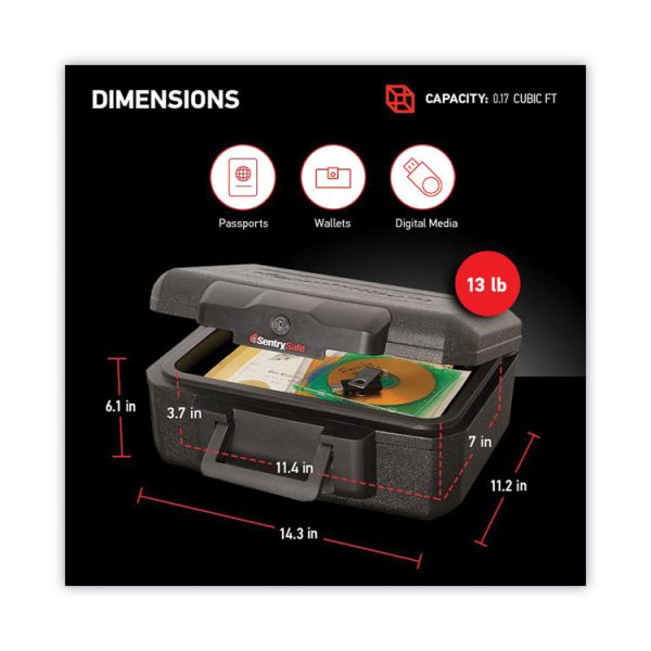 1200 Series Fire Chest, 0.18 Cu Ft, 14.3w X 11.2d X 6.1h, Black - Image 4