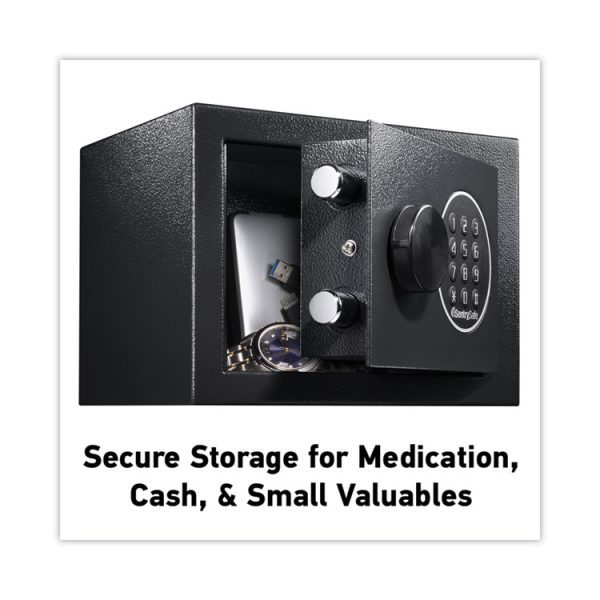 Electronic Security Safe, 0.14 Cu Ft, 9w X 6.6d X 6.6h, Black - Image 5