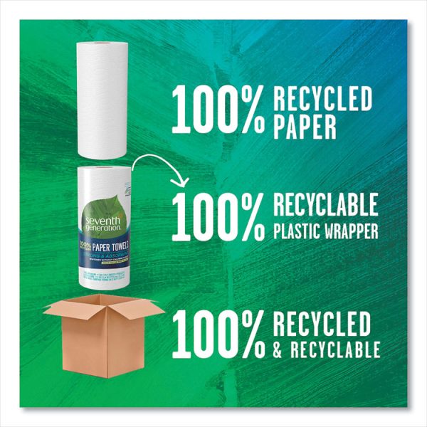 100% Recycled Paper Kitchen Towel Rolls, 2-Ply, 11 x 5.4, 156 Sheets/Roll, 24 Rolls/Carton - Image 2